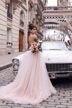 A-Line Lace Tulle Long Prom Dress Formal Evening Dresses 601698