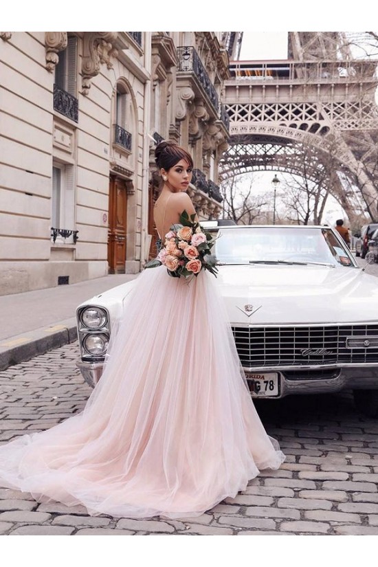 A-Line Lace Tulle Long Prom Dress Formal Evening Dresses 601698