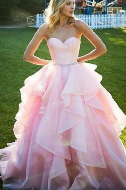 Ball Gown Sweetheart Long Pink Prom Dress Formal Evening Dresses 601702