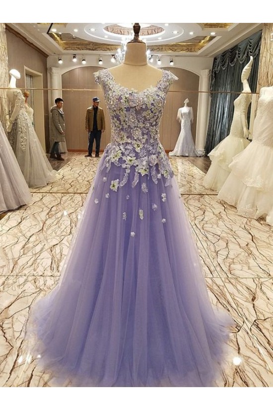 A-Line Beaded Tulle Lace Long Prom Dress Formal Evening Dresses 601703 A-Line Beaded Tulle Lace Long Prom Dress Formal Evening Dresses 601703