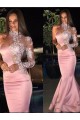 Mermaid One Sleeves Long Pink Lace Prom Dress Formal Evening Dresses 601710 Mermaid One Sleeves Long Pink Lace Prom Dress Formal Evening Dresses 601710