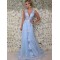 A-Line Lace V-Neck Long Prom Dress Formal Evening Dresses 601714