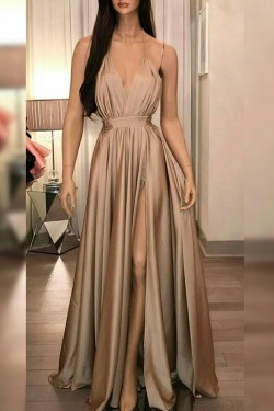 A-Line V-Neck Long Prom Dress Formal Evening Dresses 601720