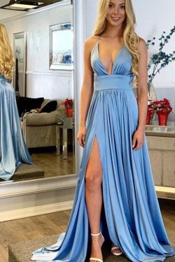 A-Line V-Neck Long Prom Dress Formal Evening Dresses 601723