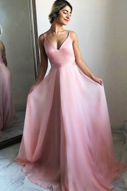 A-Line V-Neck Long Prom Dress Formal Evening Dresses 601727