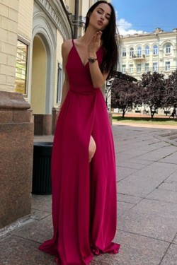 A-Line V-Neck Long Prom Dress Formal Evening Dresses 601728
