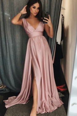 A-Line V-Neck Long Prom Dress Formal Evening Dresses 601729