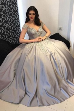 Ball Gown Beaded Lace Long Prom Dress Formal Evening Dresses 601735