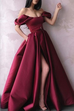 A-Line Off-the-Shoulder Long Prom Dress Formal Evening Dresses 601738