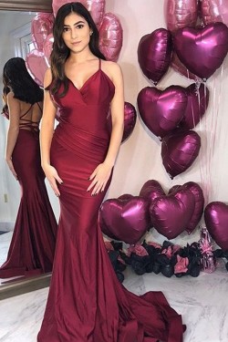 Mermaid V-Neck Long Prom Dress Formal Evening Dresses 601739