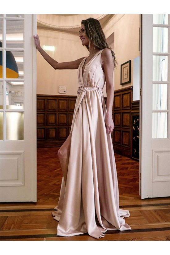 A-Line V-Neck Long Prom Dress Formal Evening Dresses 601740 A-Line V-Neck Long Prom Dress Formal Evening Dresses 601740