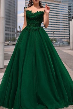 A-Line Lace Long Prom Dress Formal Evening Dresses 601741