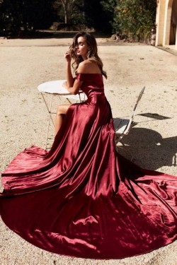 Elegant Off-the-Shoulder Long Prom Dress Formal Evening Dresses 601742