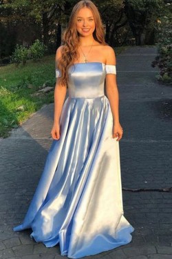 A-Line Off-the-Shoulder Long Prom Dress Formal Evening Dresses 601746