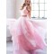 A-Line Two Pieces Long Pink Prom Dress Formal Evening Dresses 601750