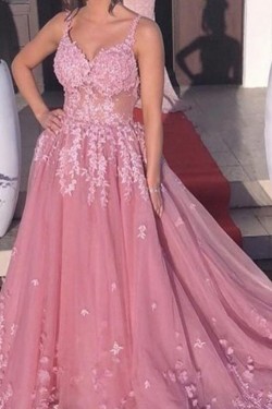 A-Line Lace Long Prom Dress Formal Evening Dresses 601755