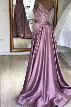 Mermaid Lace Satin Long Prom Dress Formal Evening Dresses 601772