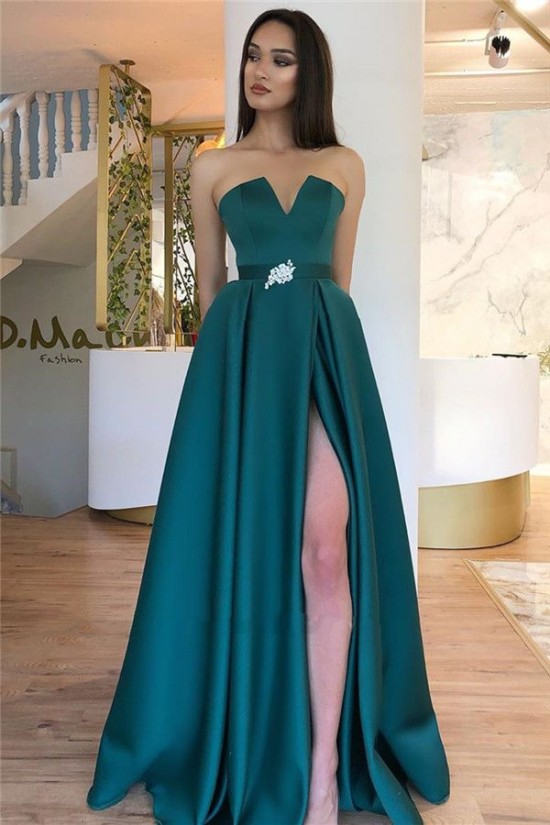 A-Line Beaded Long Prom Dress Formal Evening Dresses 601784