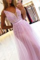 Long Pink Lace Tulle Prom Dress Formal Evening Dresses 601787