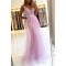 Long Pink Lace Tulle Prom Dress Formal Evening Dresses 601787