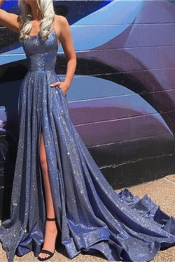 A-Line Sparkle Long Prom Dress Formal Evening Dresses 601801