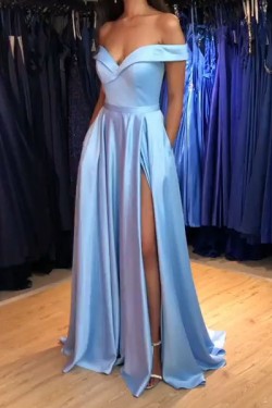 A-Line Off-the-Shoulder Long Prom Dress Formal Evening Dresses 601808