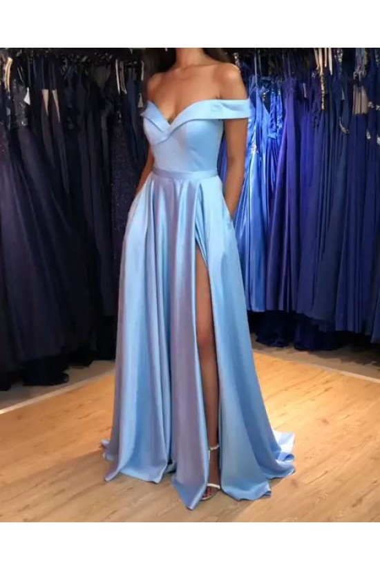 A-Line Off-the-Shoulder Long Prom Dress Formal Evening Dresses 601808