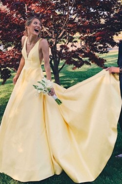 A-Line V-Neck Long Prom Dress Formal Evening Dresses 601809