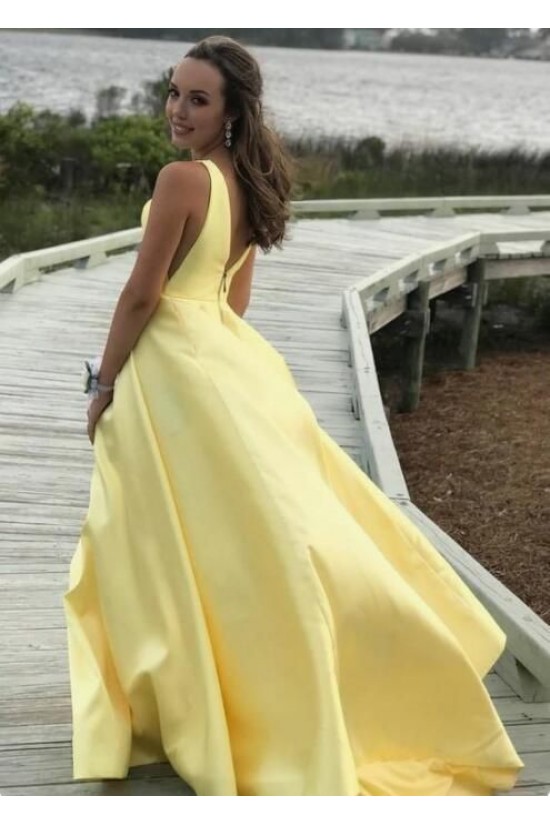 A-Line V-Neck Long Prom Dress Formal Evening Dresses 601809