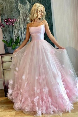 A-Line Long Pink Prom Dress Formal Evening Dresses 601812
