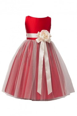 A-Line Tulle and Satin Flower Girl Dresses F010003
