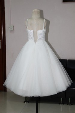 A-Line Beaded Spaghetti Strap Flower Girl Dresses F010019