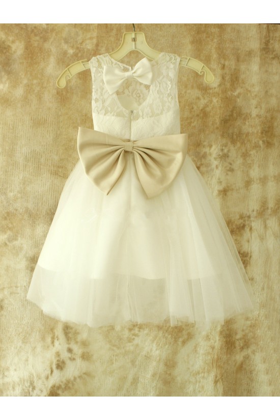 Lace and Tulle Bowknot Flower Girl Dresses F010025
