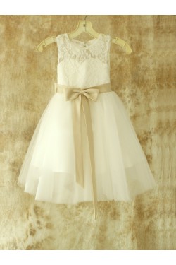 Lace and Tulle Bowknot Flower Girl Dresses F010025