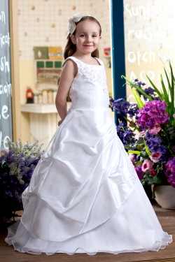 A-Line Floor-Length Beaded Applique Flower Girl Dresses 2050007