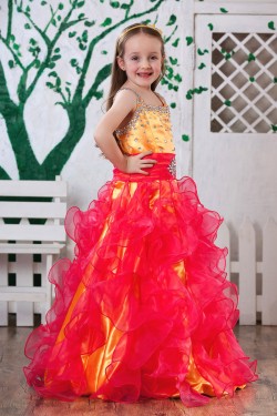 Ball Gown Beaded Straps Sleeveless Flower Girl Dresses 2050008