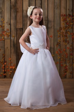 A-Line Beaded Sequins Bowknot Flower Girl Dresses 2050010