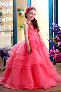 Ball Gown One-Shoulder Beaded Flower Girl Dresses 2050011