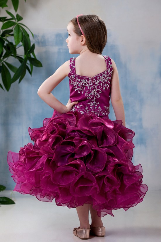 Ball Gown Tea Length Straps Beaded Flower Girl Dresses 2050012