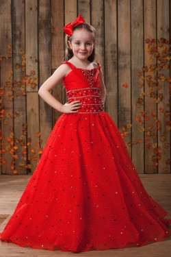 A-Line Beaded Spaghetti Strap Flower Girl Dresses 2050016