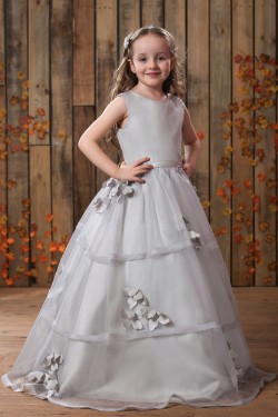 A-Line Beaded Handmade Flowers Flower Girl Dresses 2050017