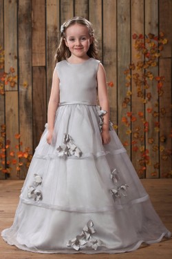 A-Line Beaded Handmade Flowers Flower Girl Dresses 2050017