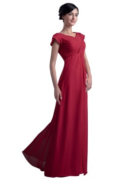 A-Line Cap-Sleeve Long Chiffon Mother of the Bride Dresses M010002