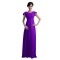 A-Line Cap-Sleeve Long Chiffon Mother of the Bride Dresses M010002