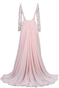 A-Line Bateau Long Sleeve Applique and Chiffon Backless Mother of the Bride Dresses M010003