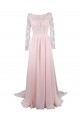 A-Line Bateau Long Sleeve Applique and Chiffon Backless Mother of the Bride Dresses M010003