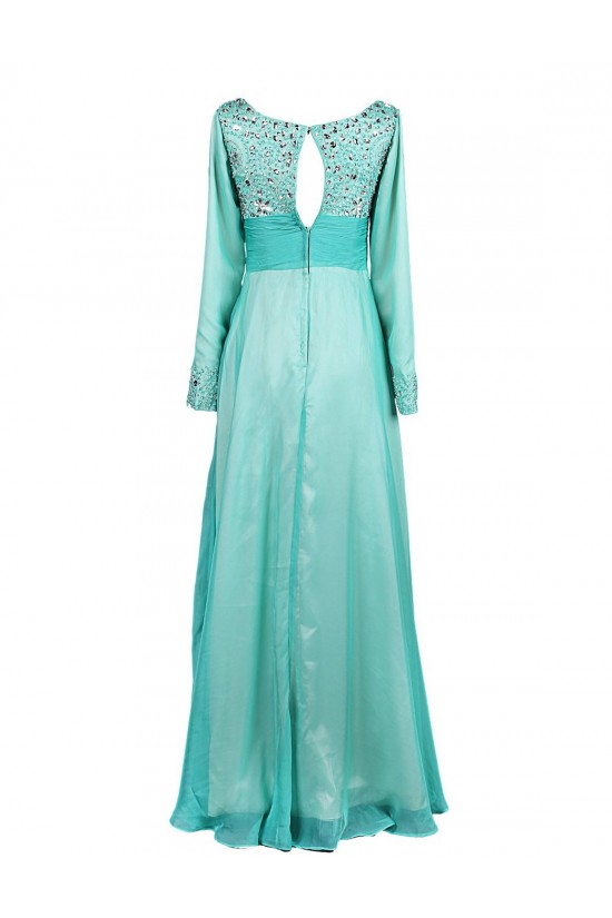 A-Line Beaded Long Sleeve Mother of the Bride Dresses M010004