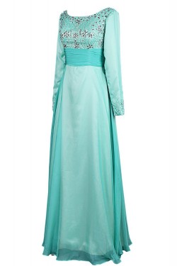 A-Line Beaded Long Sleeve Mother of the Bride Dresses M010004