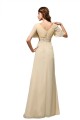 A-Line V-Neck Long Chiffon Mother of the Bride Dresses M010005