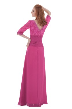 A-Line V-Neck Half Sleeve Beaded Lace and Chiffon Mother of the Bride Dresses M010006